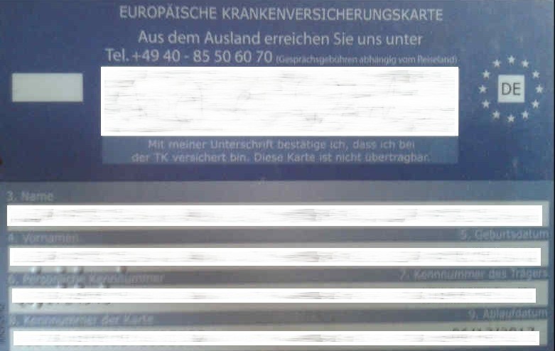 Das Foto zeigt die Europäische Gesundheitskarte